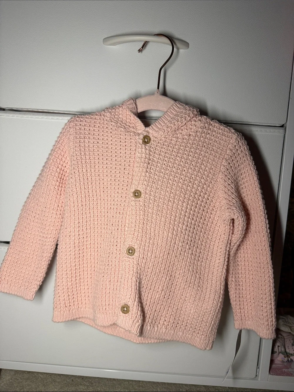 Carter's Pale Pink Knit Hooded Cardigan with Buttons